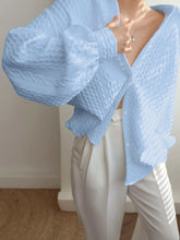 Women Casual Textured Knit Loose Long Sleeve Shirt